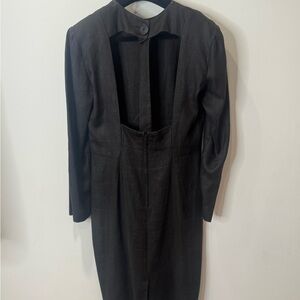 VINTAGE 1980s. Chetta B. Black/midnight blue Backless Linen Dress. Size 8.